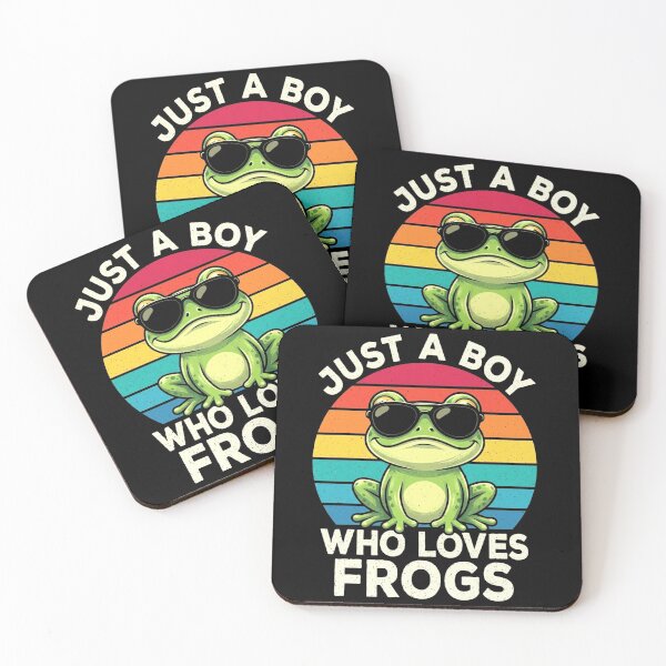 Item preview, Just a Boy Who Loves Frogs Retro Sunset Cute Frog Lover Design designed and sold by MiALopezArt.