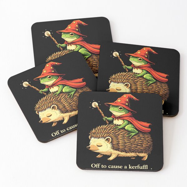 Item preview, Off to Cause a Kerfuffle Cute Wizard Frog Riding Hedgehog Art designed and sold by MiALopezArt.