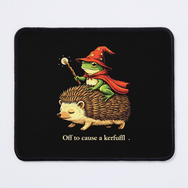 Item preview, Off to Cause a Kerfuffle Cute Wizard Frog Riding Hedgehog Art designed and sold by MiALopezArt.
