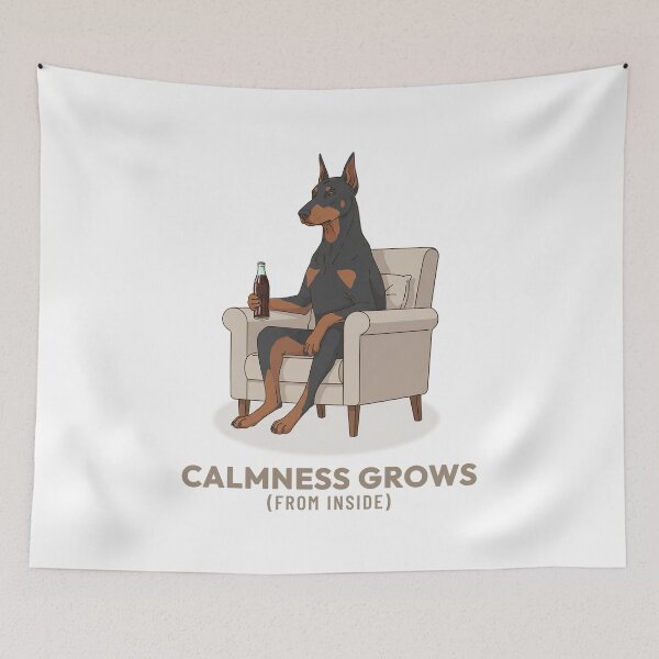 Item preview, Retro Doberman Drinking Soda Vintage Illustration designed and sold by COZY VINTAGE animal.