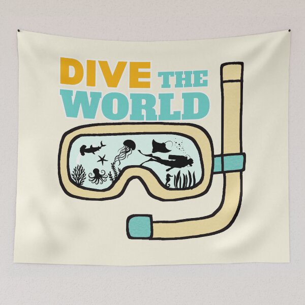 Item preview, Dive The World - Vintage Snorkel Mask Scuba Diving Design designed and sold by SilverSeaBKK.