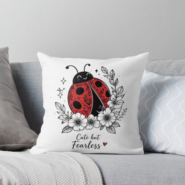 Item preview, Cute But Fearless Ladybug Floral Design designed and sold by ArtByRubab.