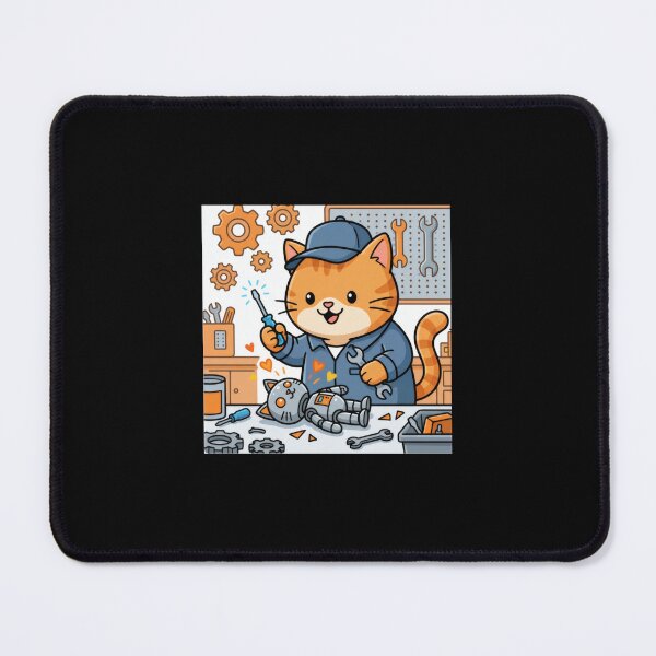 Item preview, Orange Kawaii Cat Mechanic Fixing Robot designed and sold by AbanoubStore.