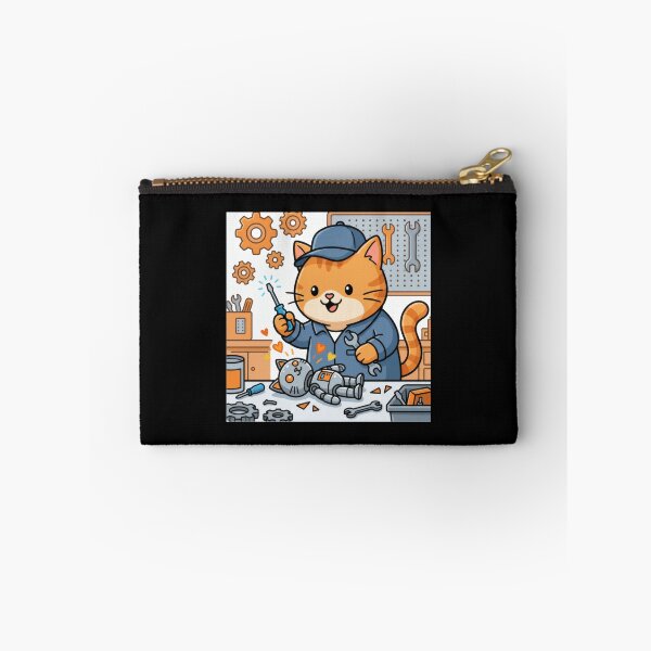Item preview, Orange Kawaii Cat Mechanic Fixing Robot designed and sold by AbanoubStore.