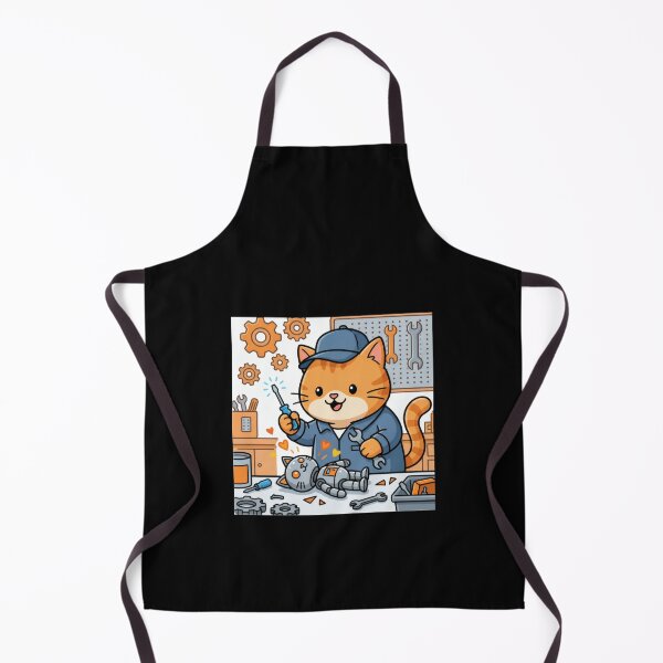 Item preview, Orange Kawaii Cat Mechanic Fixing Robot designed and sold by AbanoubStore.