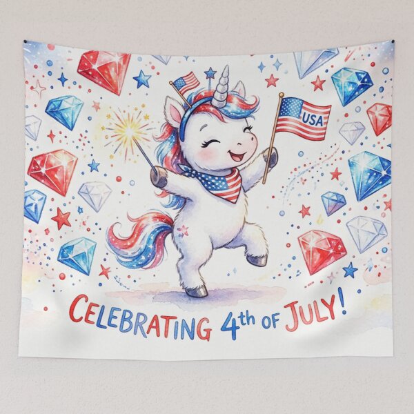 Item preview, Unicorn Celebrating Independence Day designed and sold by purplesensation.