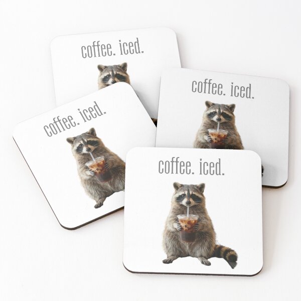 Item preview, Raccoon Drinking Iced Coffee designed and sold by petalandarmour.