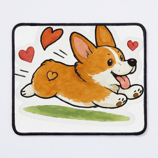Item preview, Running Corgi with Hearts Sticker - Cute Puppy Zoomies, Dog Love Art, Pembroke Welsh Corgi Gift, Valentine's Day Dog Sticker, Wave Time designed and sold by Wave time.
