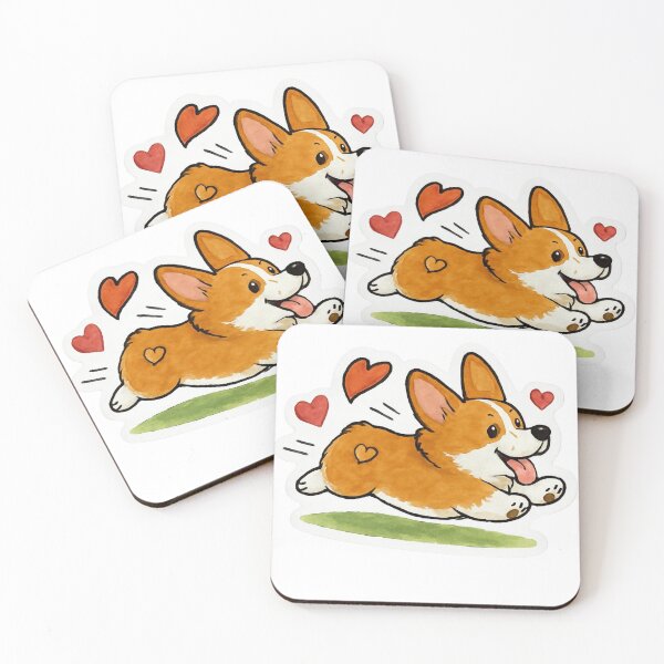 Item preview, Running Corgi with Hearts Sticker - Cute Puppy Zoomies, Dog Love Art, Pembroke Welsh Corgi Gift, Valentine's Day Dog Sticker, Wave Time designed and sold by Wave time.