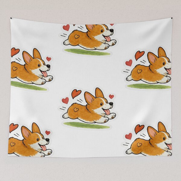 Item preview, Running Corgi with Hearts Sticker - Cute Puppy Zoomies, Dog Love Art, Pembroke Welsh Corgi Gift, Valentine's Day Dog Sticker, Wave Time designed and sold by Wave time.