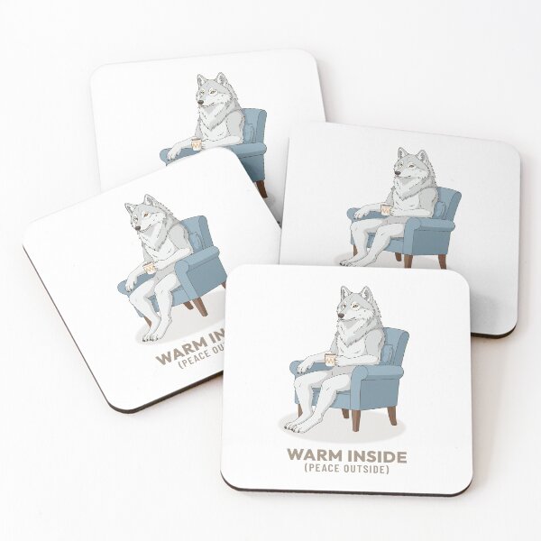 Item preview, Vintage Wolf Drinking Tea Retro Illustration designed and sold by Cozy Vintage Animal.
