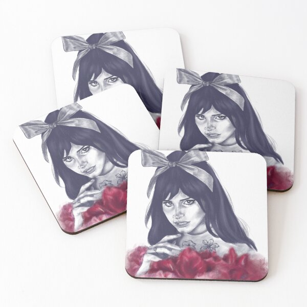 Item preview, Lana Del Rey Art Print | Portrait Illustration | Red Flowers Wall Art | Music Poster designed and sold by idrawcroissant.