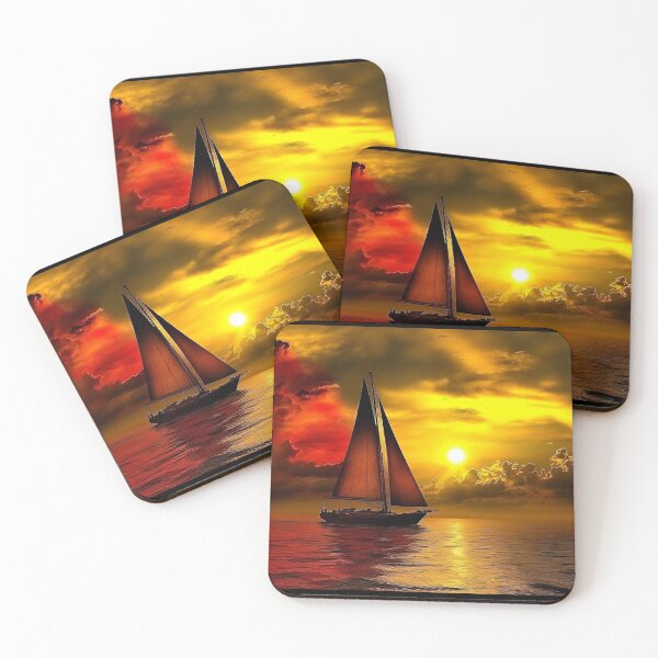 Item preview, Fiery Sunset Sailboat Silhouette designed and sold by Amr Siam.