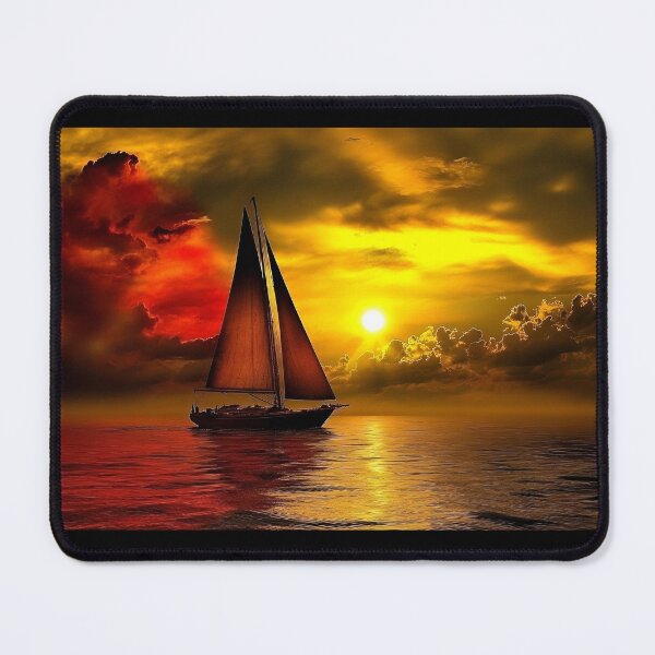 Item preview, Fiery Sunset Sailboat Silhouette designed and sold by Amr Siam.