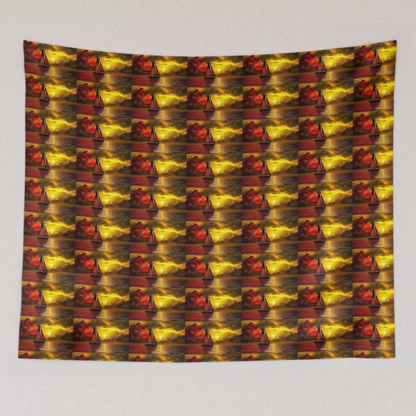 Item preview, Fiery Sunset Sailboat Silhouette designed and sold by Amr Siam.