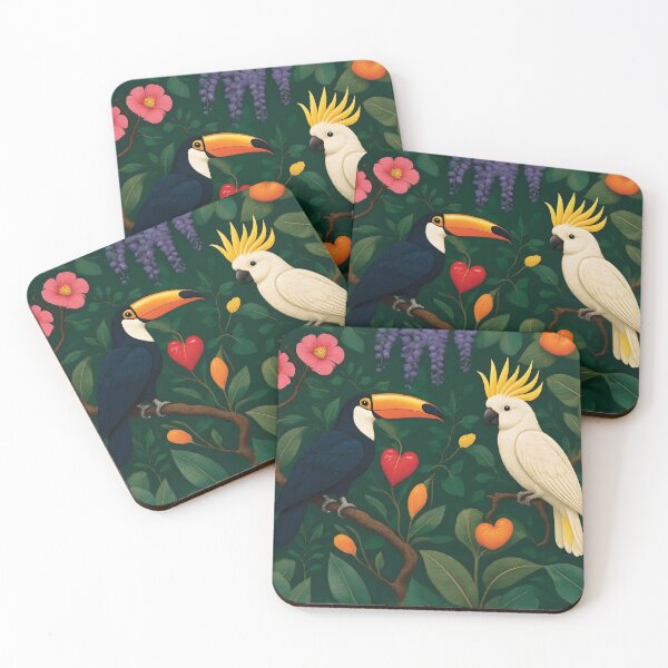 Item preview, Maximalist Tropical Toucan and Cockatoo Jungle Art Print designed and sold by ayatstudio.