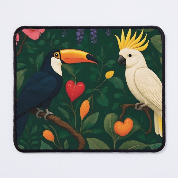 Item preview, Maximalist Tropical Toucan and Cockatoo Jungle Art Print designed and sold by ayatstudio.
