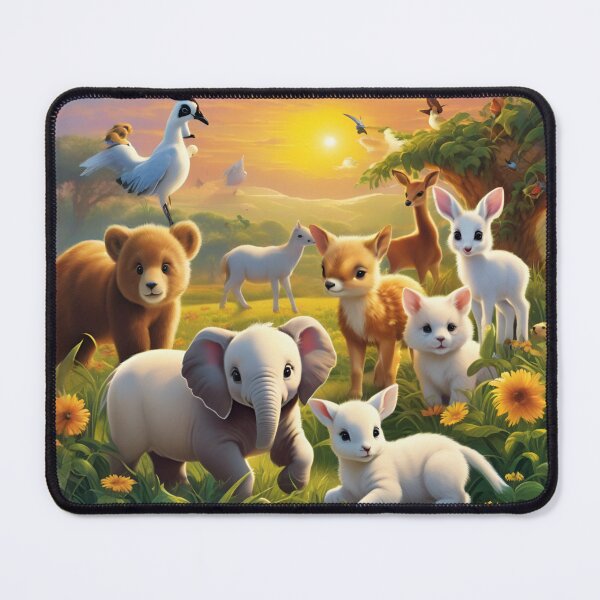 Item preview, Baby Animals Together in Golden Sunset Meadow designed and sold by CASASIS_MERCH.