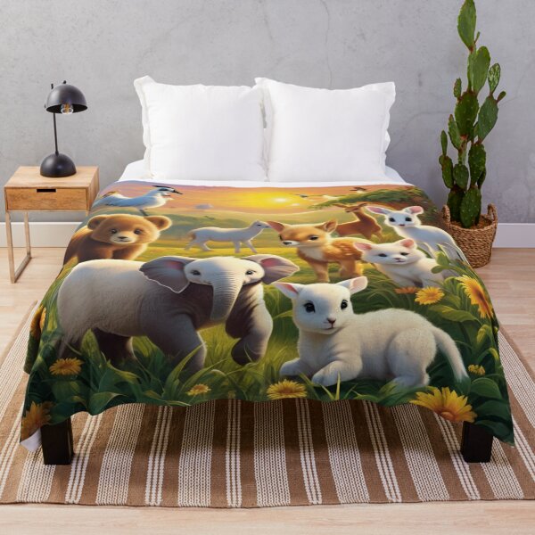 Item preview, Baby Animals Together in Golden Sunset Meadow designed and sold by CASASIS_MERCH.