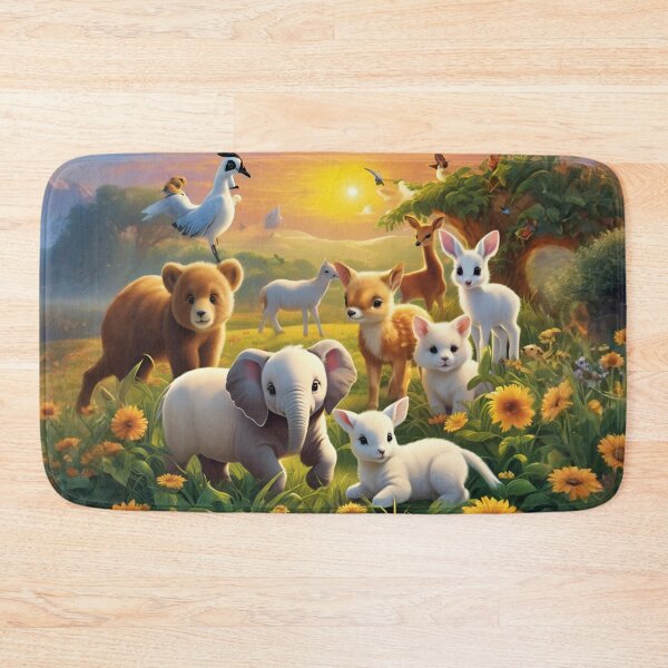 Item preview, Baby Animals Together in Golden Sunset Meadow designed and sold by CASASIS_MERCH.