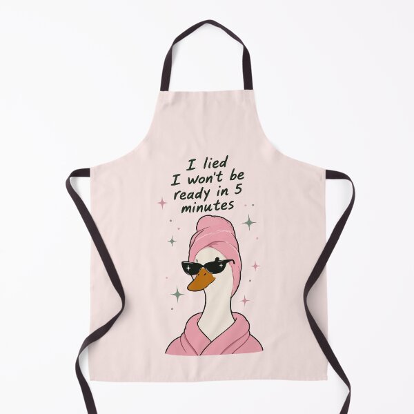 Artikelvorschau, Ich habe gelogen, ich bin in 5 Minuten nicht fertig, lustige Entengrafik, süße introvertierte Ente, kokette Ästhetik entworfen und verkauft von designsbyshella.