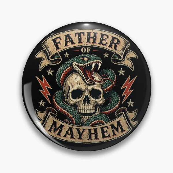 Item preview, Father of Mayhem Vintage Skull and Snake Tattoo Style Biker Graphic designed and sold by haitrieuic96.