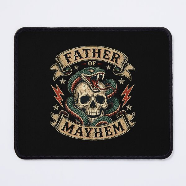 Item preview, Father of Mayhem Vintage Skull and Snake Tattoo Style Biker Graphic designed and sold by haitrieuic96.