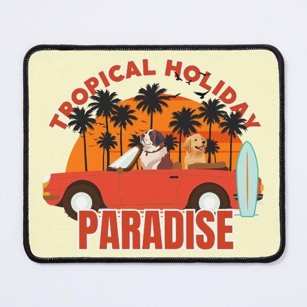 Item preview, Tropical Paradise Dog Holiday Red Convertible designed and sold by SilverSeaBKK.