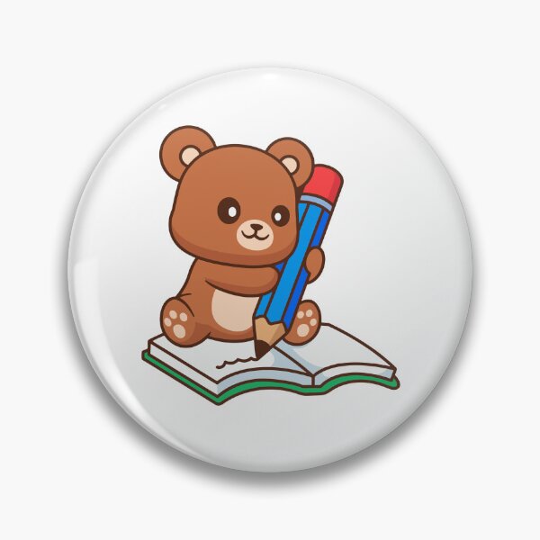 Item preview, Cute Bear Writing in Notebook with Big Pencil designed and sold by Chrislogo.