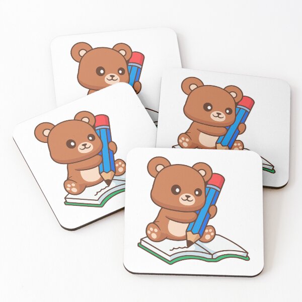 Item preview, Cute Bear Writing in Notebook with Big Pencil designed and sold by Chrislogo.