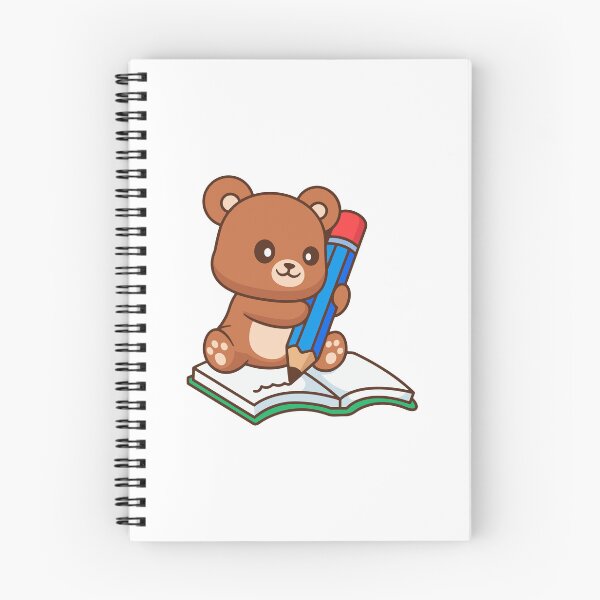 Item preview, Cute Bear Writing in Notebook with Big Pencil designed and sold by Chrislogo.