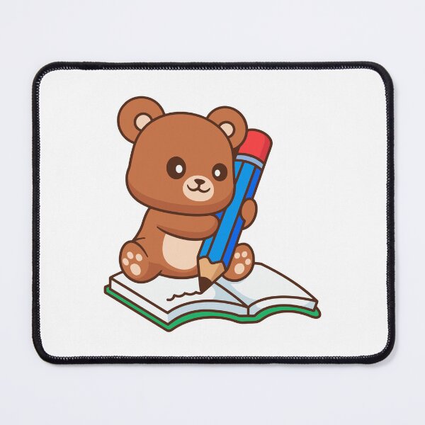 Item preview, Cute Bear Writing in Notebook with Big Pencil designed and sold by Chrislogo.