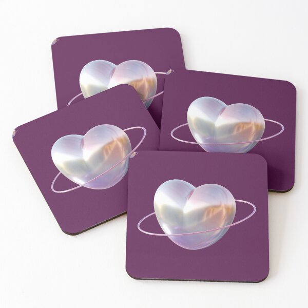 Item preview, 3D Aesthetic Cosmic Planet Heart | Galactic Chrome designed and sold by Rawafi Art Studio.