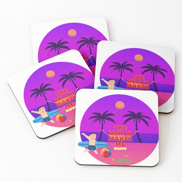 Item preview, The Beach Makes Me Happy Retro Neon Tropical Graphic designed and sold by BLUESKY11a.