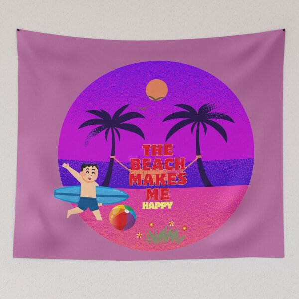 Item preview, The Beach Makes Me Happy Retro Neon Tropical Graphic designed and sold by BLUESKY11a.