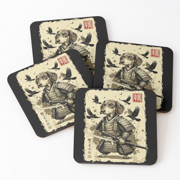 Item preview, Vintage Samurai Dachshund Warrior in Traditional Japanese Armor designed and sold by titanlevi.