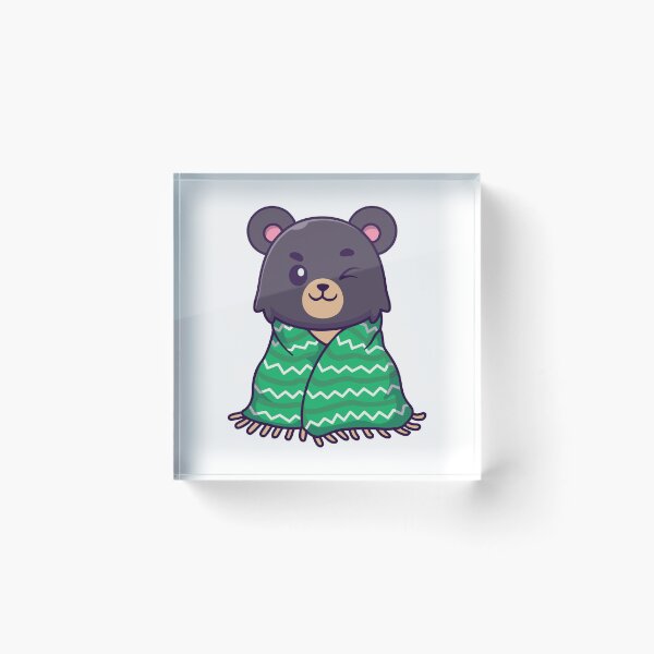 Item preview, Cute Cozy Bear Wrapping in Green Blanket Illustration designed and sold by Chrislogo.