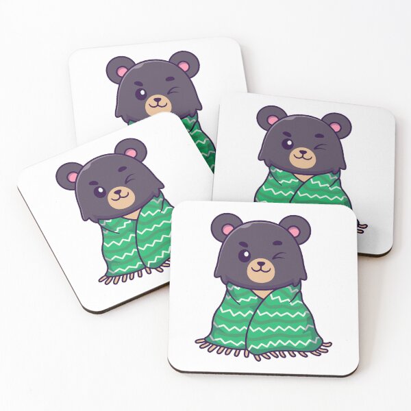 Item preview, Cute Cozy Bear Wrapping in Green Blanket Illustration designed and sold by Chrislogo.
