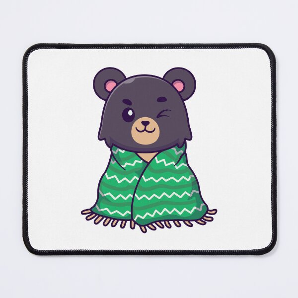 Item preview, Cute Cozy Bear Wrapping in Green Blanket Illustration designed and sold by Chrislogo.