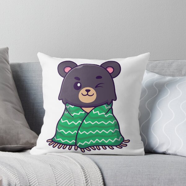 Item preview, Cute Cozy Bear Wrapping in Green Blanket Illustration designed and sold by Chrislogo.