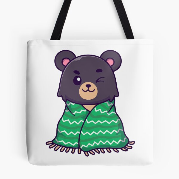 Item preview, Cute Cozy Bear Wrapping in Green Blanket Illustration designed and sold by Chrislogo.