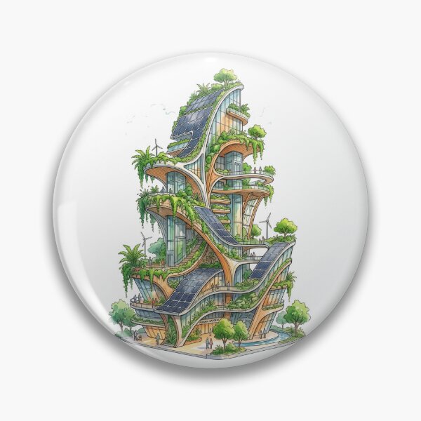 Item preview, Solarpunk Utopian Green City Eco Friendly Future designed and sold by PictoVibe.