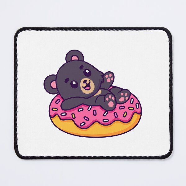 Item preview, Cute Little Bear Floating on Pink Glazed Donut Illustration designed and sold by Chrislogo.