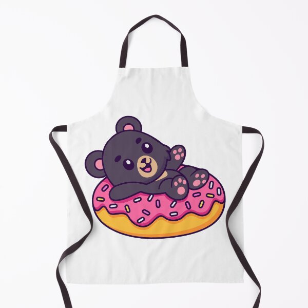 Item preview, Cute Little Bear Floating on Pink Glazed Donut Illustration designed and sold by Chrislogo.