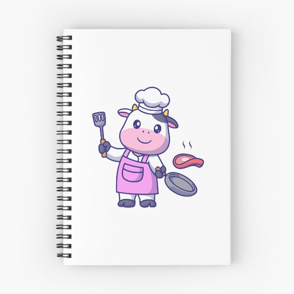 Item preview, Cute Cow Chef Grilling Steak with Spatula Illustration designed and sold by Chrislogo.