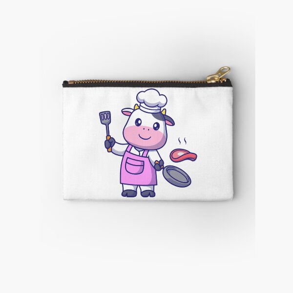 Item preview, Cute Cow Chef Grilling Steak with Spatula Illustration designed and sold by Chrislogo.
