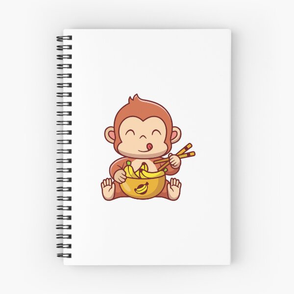 Item preview, Cute Baby Monkey Eating Banana with Chopsticks Illustration designed and sold by Chrislogo.