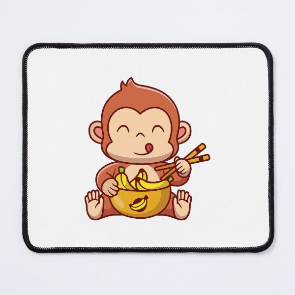 Item preview, Cute Baby Monkey Eating Banana with Chopsticks Illustration designed and sold by Chrislogo.