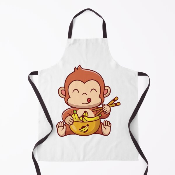 Item preview, Cute Baby Monkey Eating Banana with Chopsticks Illustration designed and sold by Chrislogo.