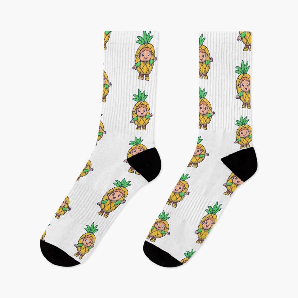 Item preview, Cute Kid Wearing Pineapple Costume Waving Illustration designed and sold by Chrislogo.